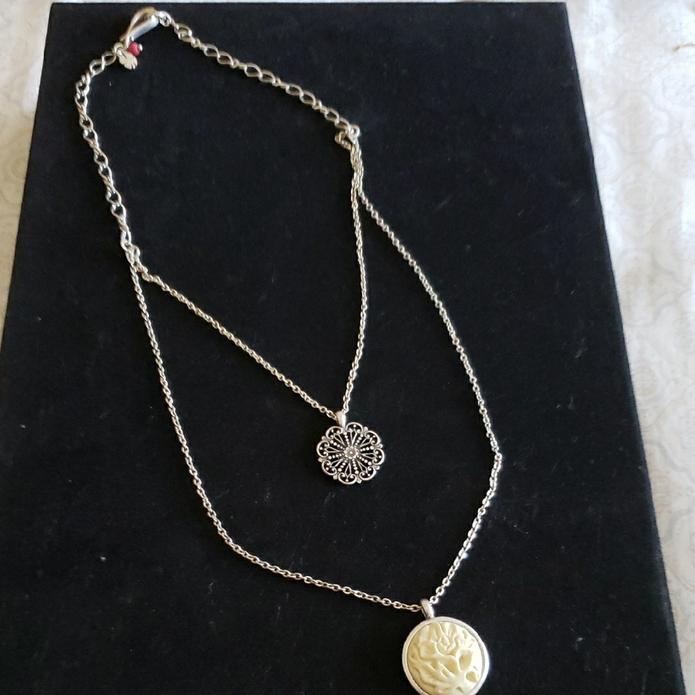 Lucky Brand Silver Double Pendant Necklace